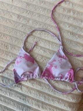 Romwe Pink Tie Dye Triangle Bikini Top
